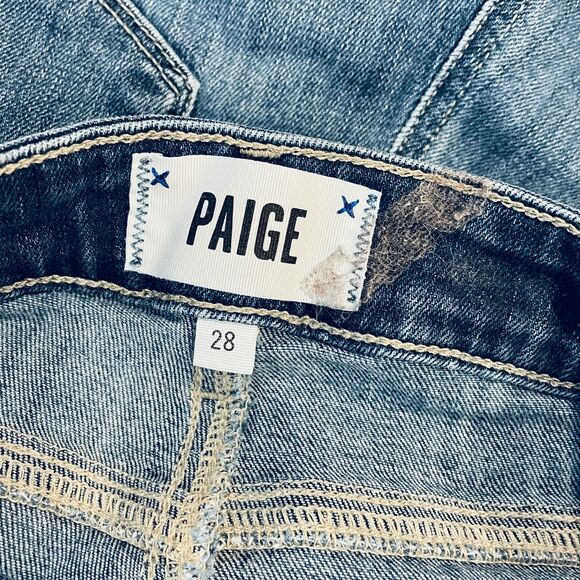 ~ PAIGE 28 Jean Shorts** Jimmy Jimmy Rolled Hem Zip Button Pockets Mid-Rise - Picture 15 of 16